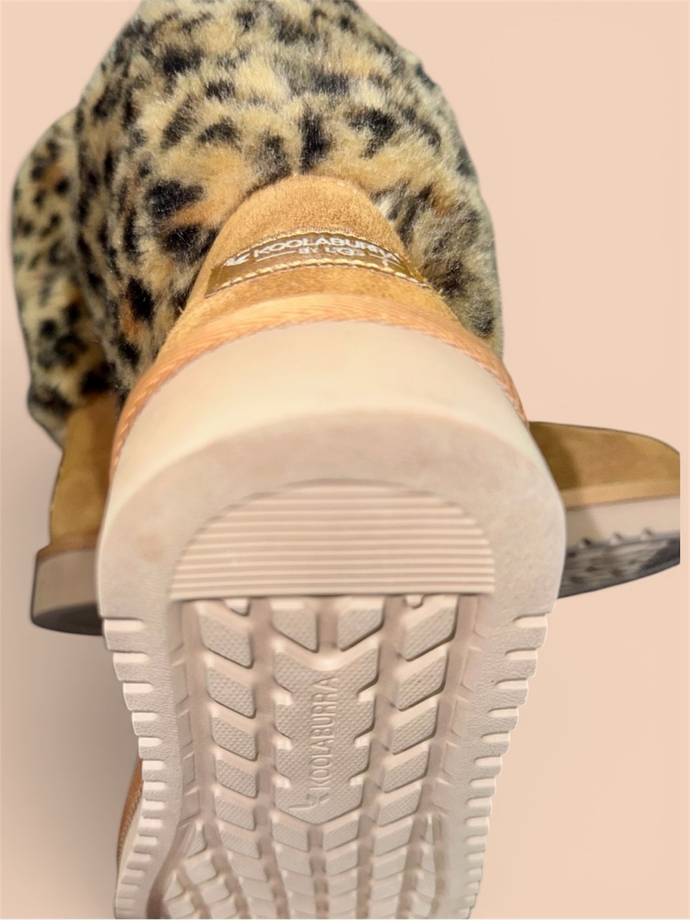 UGG Koolaburra Tan Suede Ankle Boots with Leopard Faux-Fur Cuff - Picture 12 of 16